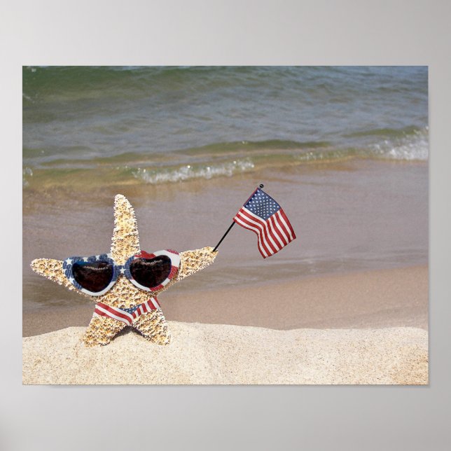 Affiche Patriotic Starfish with American flag (Devant)