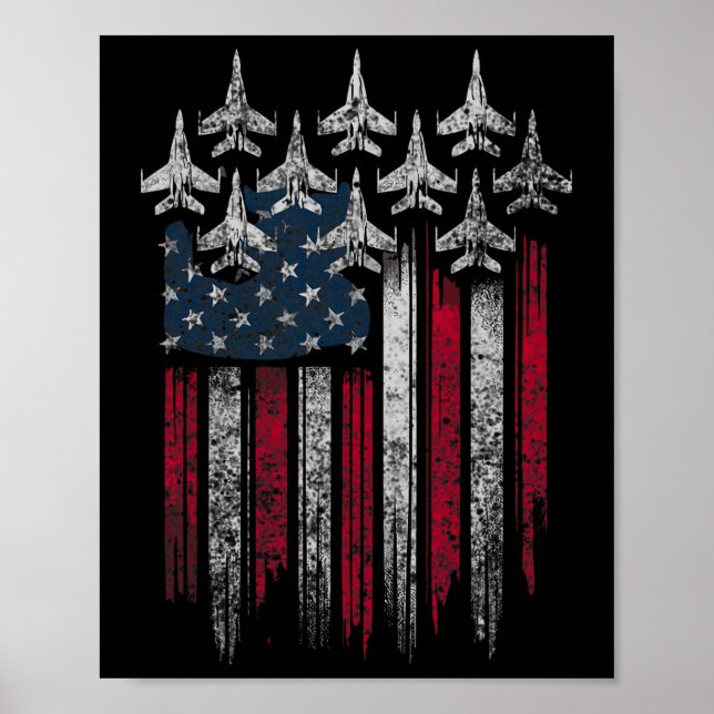 Affiche Patriotic Usa Flag Fighter Jets Lover 4th Of July  (Devant)