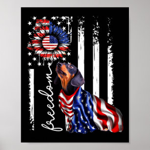 Affiche Patriotique 4 juillet Wiener Dachshund Chien Liber