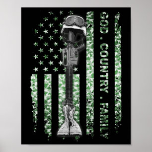 Affiche Patriotique Américain US Drapeau Dieu Famille Pays