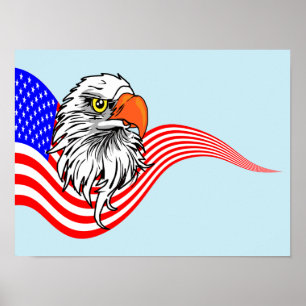 Affiche Patriotique American USA Drapeau chauve