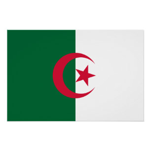 Affiche patriotique avec Drapeau d'Algérie