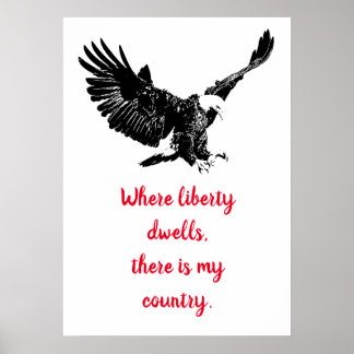 Affiche Patriotique Bald Eagle Motivational USA Liberty