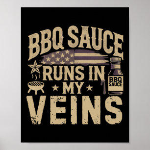 Affiche Patriotique Barbecue Fumeur Viande Fumer Usa Grill