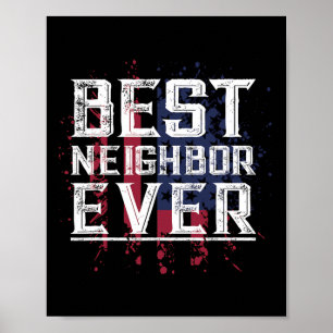 Affiche Patriotique Bbq Funny Merci Cadeau Meilleur Voisin