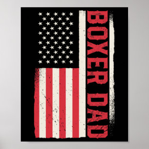 Affiche Patriotique Boxer Boxer Papa American Drapeau