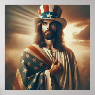 Affiche Patriotique Jésus Américain Bible chrétienne Poste