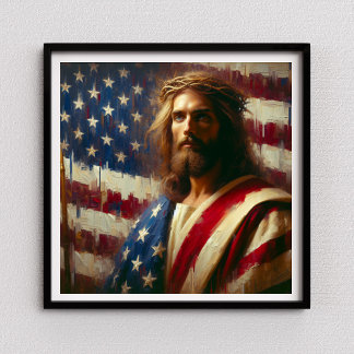 Affiche Patriotique Jésus Américain Bible chrétienne Poste