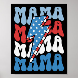 Affiche Patriotique Mama Retro Mothers Day 4 juillet Fourc
