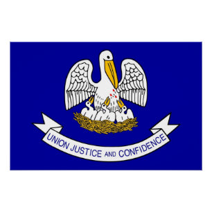 Affiche patriotique murale avec Drapeau de Louisia