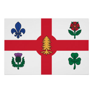 Affiche patriotique murale avec drapeau de Montréa