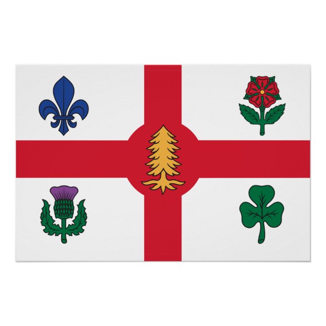 Affiche patriotique murale avec drapeau de Montréa (Devant)