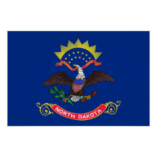 Affiche patriotique murale avec drapeau du Dakota 