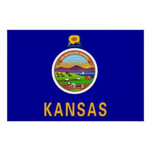 Affiche patriotique murale avec Drapeau du Kansas