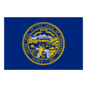 Affiche patriotique murale avec drapeau du Nebrask