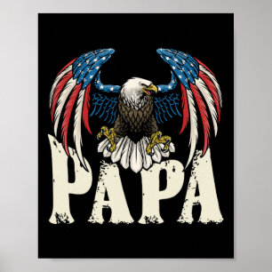 Affiche Patriotique Papa Bald Eagle Chemise Usa Drapeau 4e