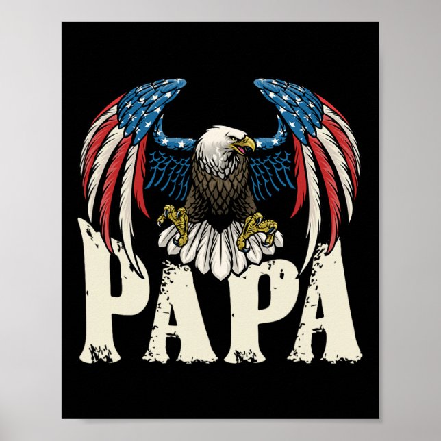 Affiche Patriotique Papa Bald Eagle Chemise Usa Drapeau 4e (Devant)