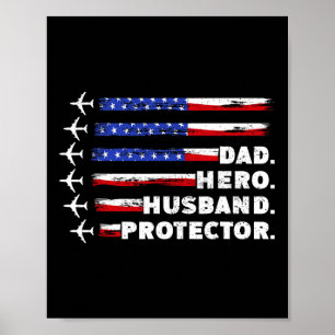 Affiche Patriotique papa Protecteur Papa Us Drapeau