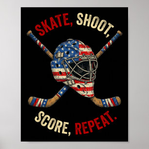 Affiche Patriotique Patin De Hockey Sur Glace Tir Marquer 