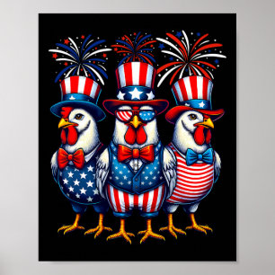 Affiche Patriotique Poulets Usa Drapeau Poulets Adulte 4èm