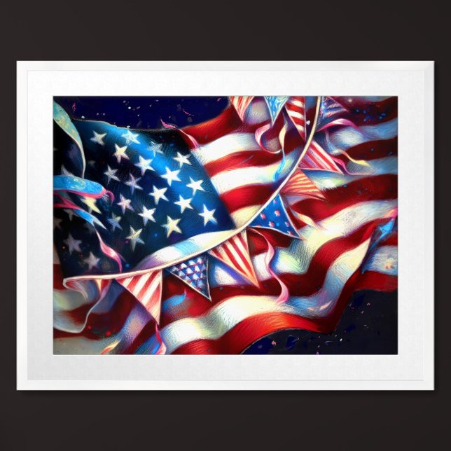 Affiche Patriotique USA Drapeau Buntelage dur Pastel (Créateur téléchargé)