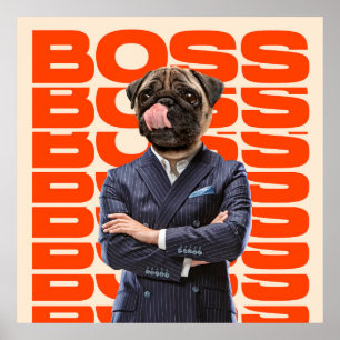 Affiche Patron dirigé par la tête de chien debout avec la