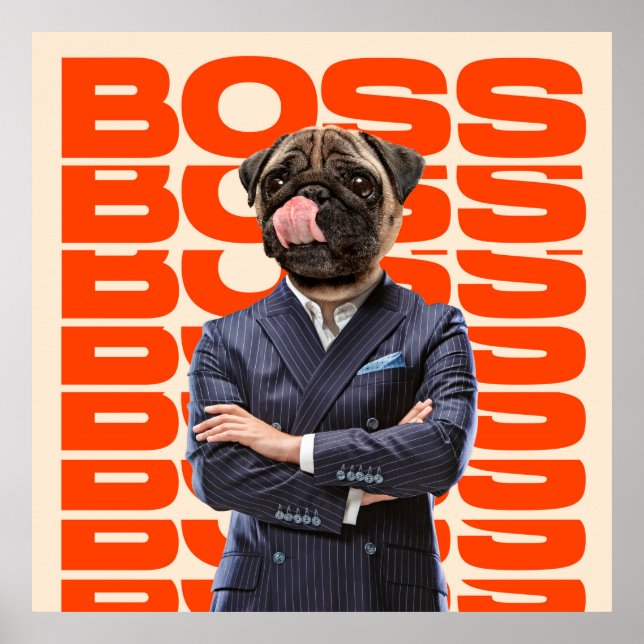 Affiche Patron dirigé par la tête de chien debout avec la  (Devant)