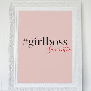 Affiche Patron et nom de fille rose moderne best Girly G