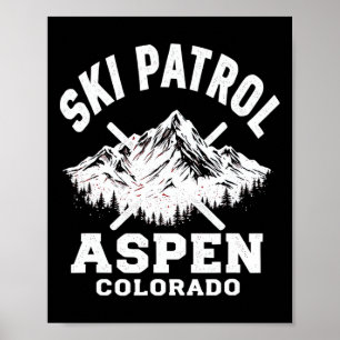 Affiche Patrouille de Ski Aspen Colorado Ski et Snowboard