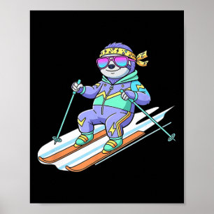 Affiche Patrouille de Ski Paresseux Rétro 80s Vibes Alpine
