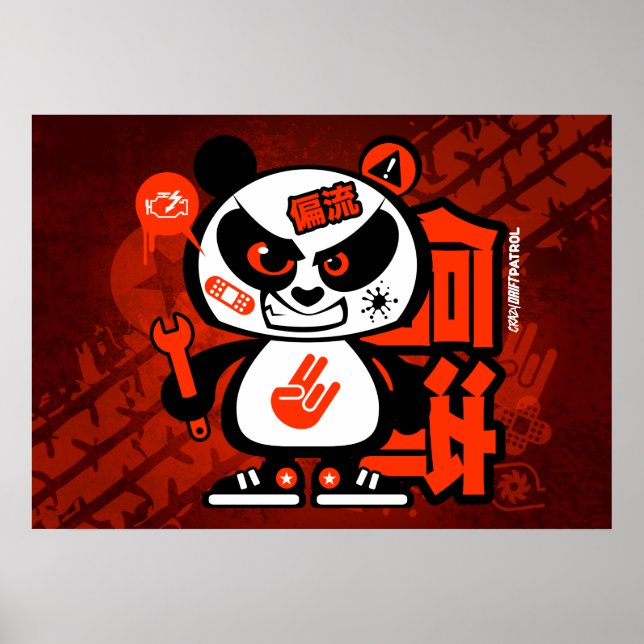 Affiche Patrouille dérive folle - Panda agressif (rouge) (Devant)