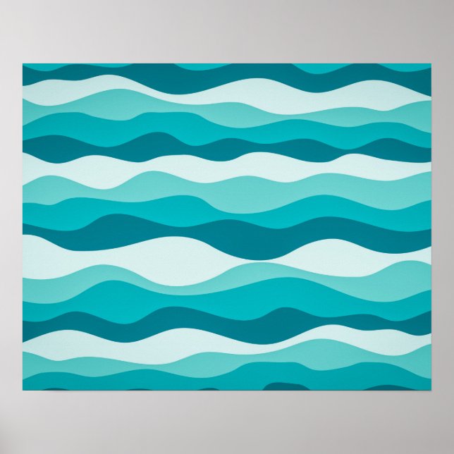 Affiche Pattern Blue Ocean Waves | (Devant)