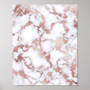 Affiche Patterns de Chic Rose Gold White Marble Stone