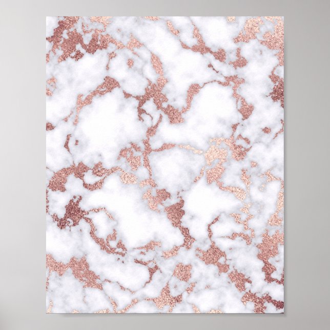 Affiche Patterns de Chic Rose Gold White Marble Stone (Devant)