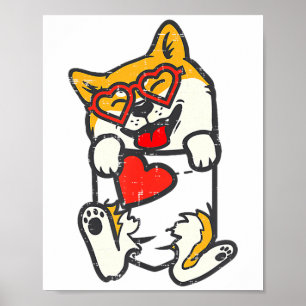 Affiche Pattes de Shiba Inu Pochette Cœur Saint-Valentin A