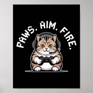 Affiche Pattes Visent Feu Félin Chat Joueur Respawning Hom