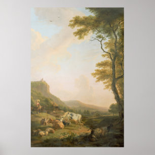 Affiche Pâturage de bétail pendant les montres de bergers