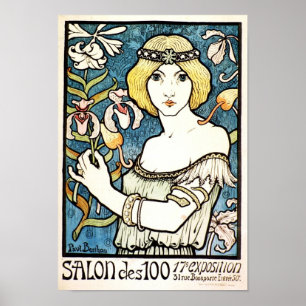 Affiche Paul Berthon Salon Des Cent Art Nouveau Vintage