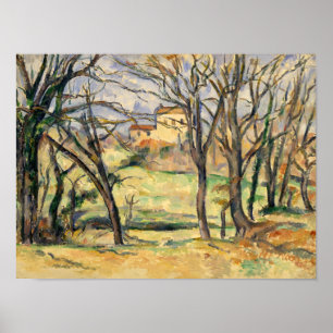 Affiche Paul Cezanne   Arbres et maisons près du Jas de Bo