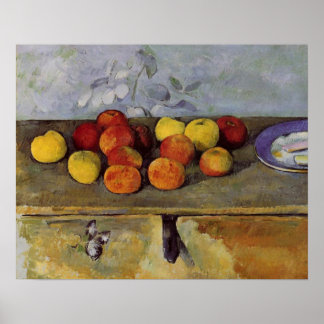 Affiche paul cezanne avec pommes et biscuits