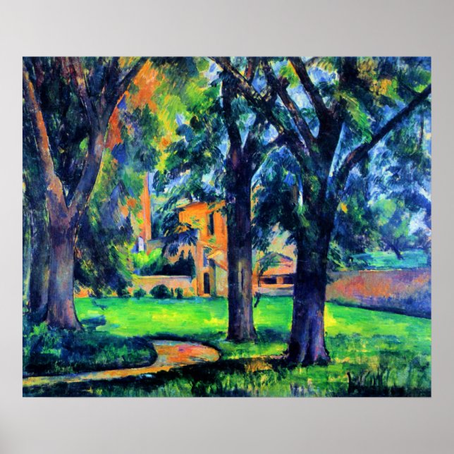 Affiche Paul Cezanne - Chestnut Tree and Farm, (Devant)