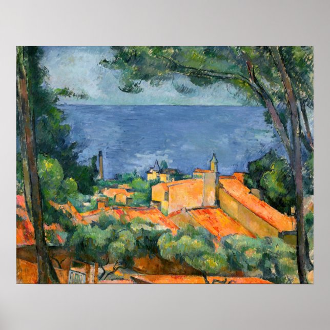 Affiche Paul Cezanne - Estaque aux toits rouges (Devant)