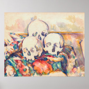 Affiche Paul Cezanne - Les Trois Crânes Aquarelle