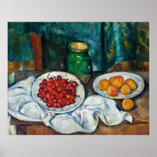 Affiche Paul Cezanne - Nature morte aux cerises et aux pêc