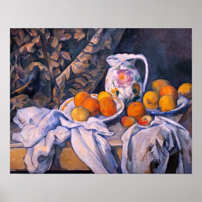 Affiche Paul Cezanne - Nature morte avec un rideau (Devant)