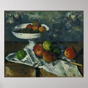 Affiche Paul Cézanne - Vie continue avec un plat de fruits