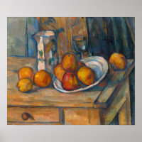 Paul Cezanne - Vie morte avec Jug de Lait et Fruit