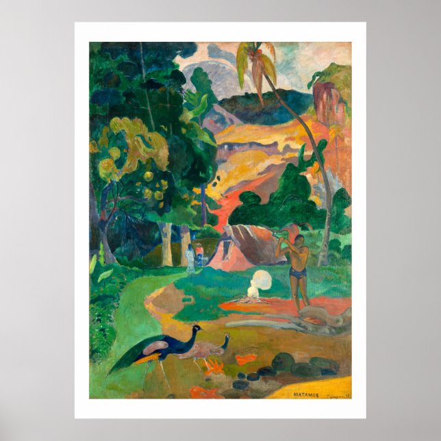 Affiche Paul Gauguin Matamoe, Paysage avec Peacocks Post (Devant)