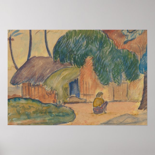 Affiche Paul Gauguin - Tahitian Hut (Devant)