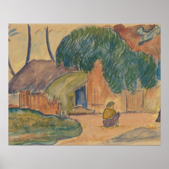 Affiche Paul Gauguin - Tahitian Hut (Devant)